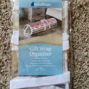 New Whitmor Gift Wrap Organizer Storage Bag Clear See-Thru Stores Up to 25 Rolls